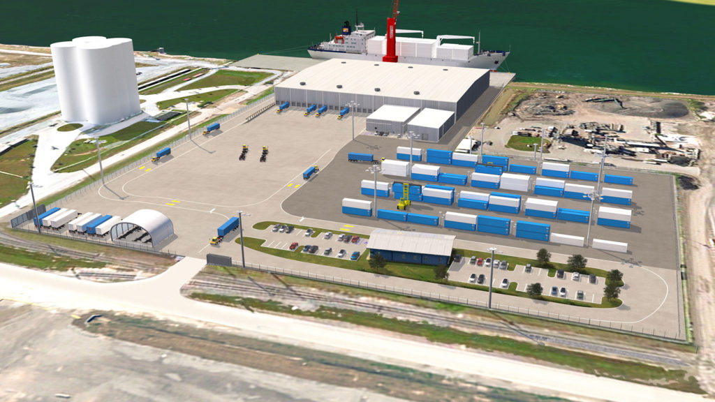 Rendering of the 134,000 square foot cold storage facility under construction at Port Tampa Bay by Port Logistics Refrigerated Services.